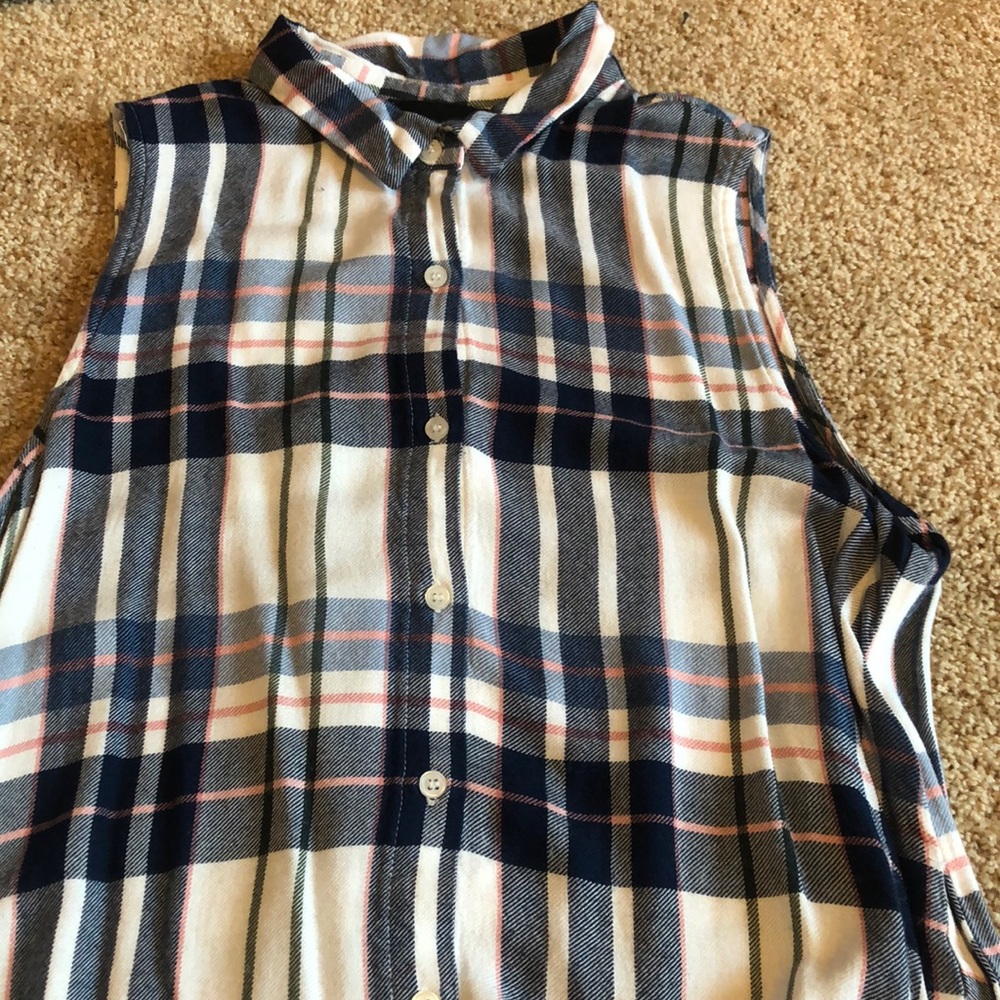 Long plaid button up tank